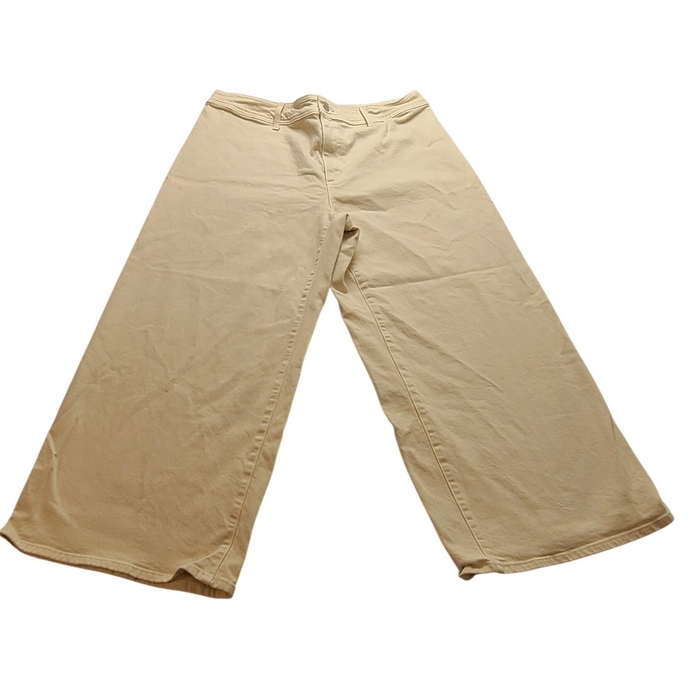 Universal Thread Women's Tan Khaki Wide Leg Cropped Pants Size 17 High Rise